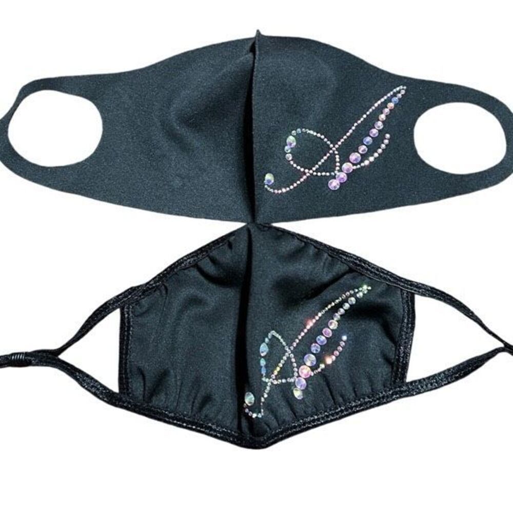 Rhinestone Initial A Black Face cover